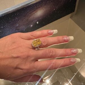 Maxine Simulated Vivid Canary Radiant Cut Engagement Ring
